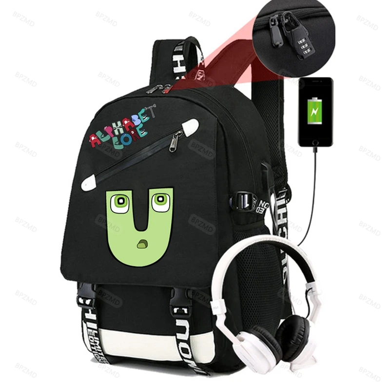 Anime Print Backpack for Boys Girls Student School Bag Usb Charging Multifunctional Causal Large Capacity Rucksack Kid Gift