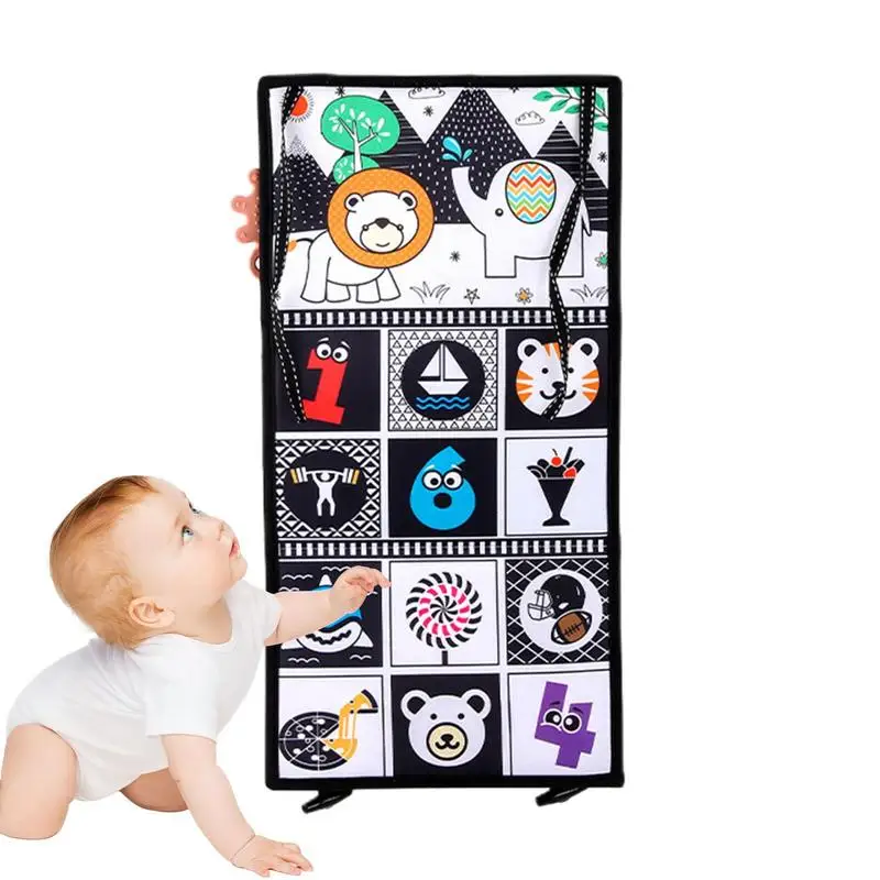 

Fabric Book For Kids 3-in-1 Soft Sensory Book Interactive Teething Crinkle Mirror Touch And Feel Early Educational Toys Car Toys