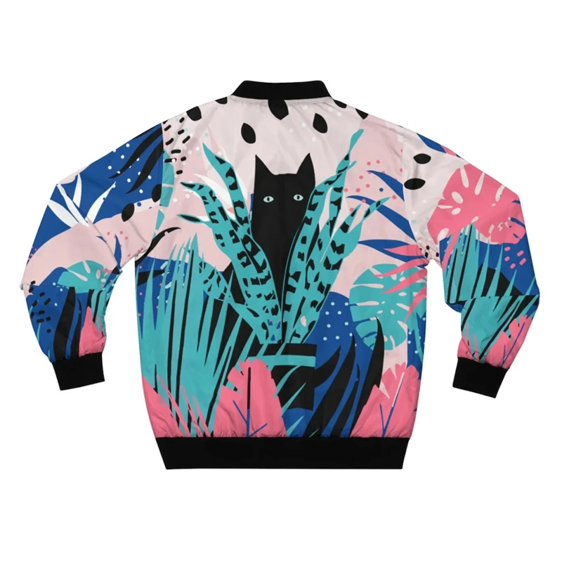 Harjauku Animal Leopard Graffiti Graphic Men's Oversized 3D Jacket Forest Autumn Long Sleeve Zipper Sweater Bomber Jackets 2024