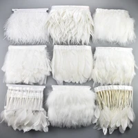 1meters white black feathers for needlework ribbon diy tape fringe trim turkey ostrich pheasant goose clothes sewing decoration