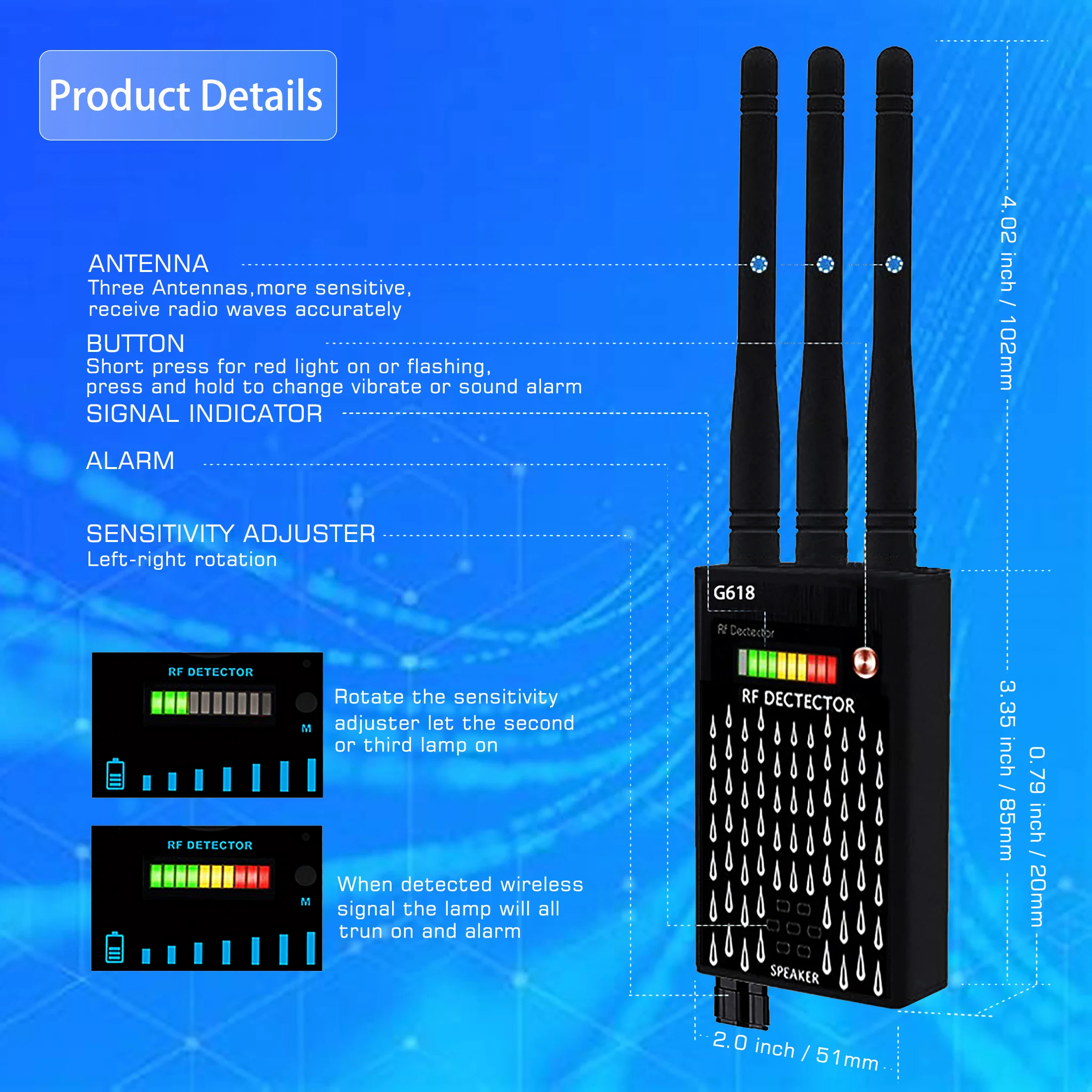 rf signal detector anti spy hidden camera anti detector eavesdropping pinhole audio bug gsm gps device finder anti spy gadget free global shipping