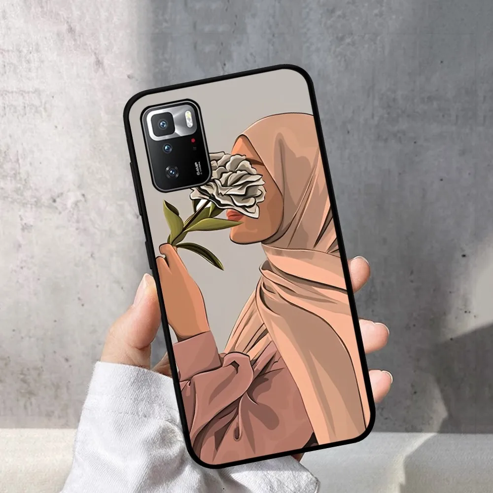 ł arabski hidżab dziewczyna etui na telefon dla Redmi Note 4 X 5 A 6 7 8 Pro T 9 9S 10 11 11S 11Epro PocoM3pro