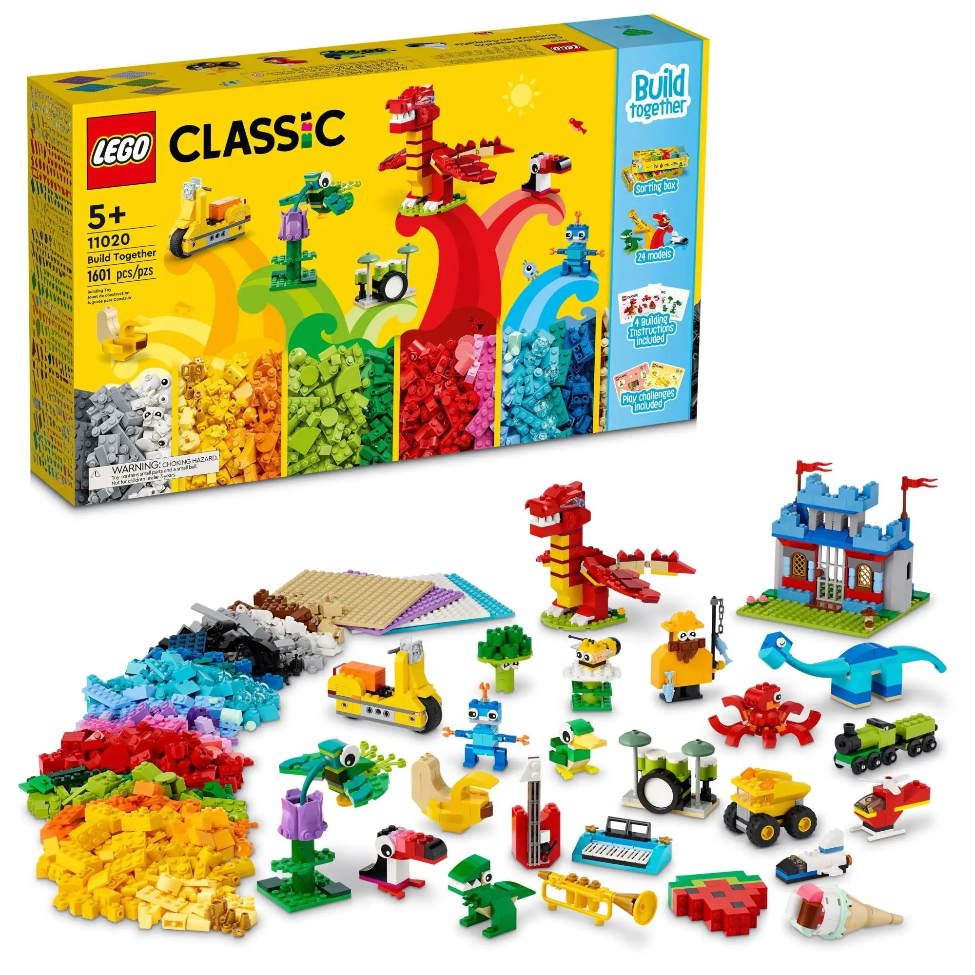 

LEGO Classic Build Together 11020 Creative Building Toy Set for Kids, Girls, and Boys Ages 5+ Birthday Gift (1,601 Pieces)