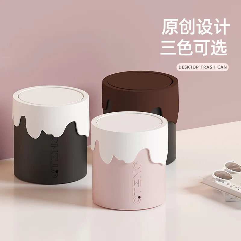 

4L Desktop Trash Can for Kitchen Large Capacity Recycling Garbage Basket Office Trash Bin Home Clean Tool Storage Bin with Lid