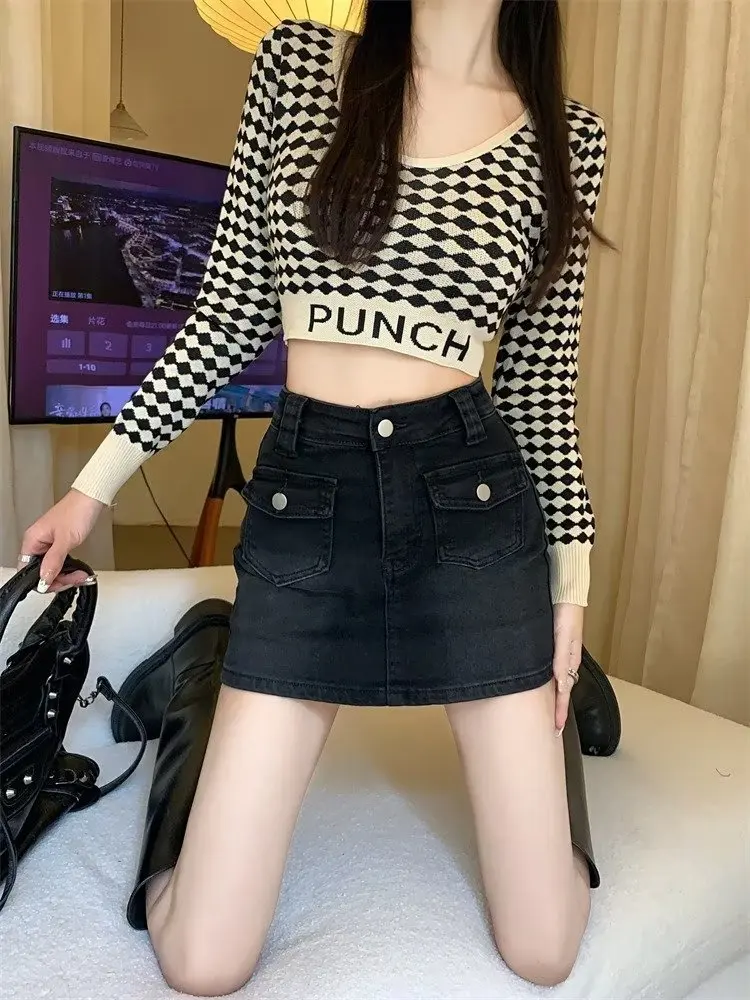 

Skirts Women Retro Slim Sexy Design Simple Pure Ulzzang All-match Daily Streetwear Popular Safari Style Mini Faldas Summer Denim