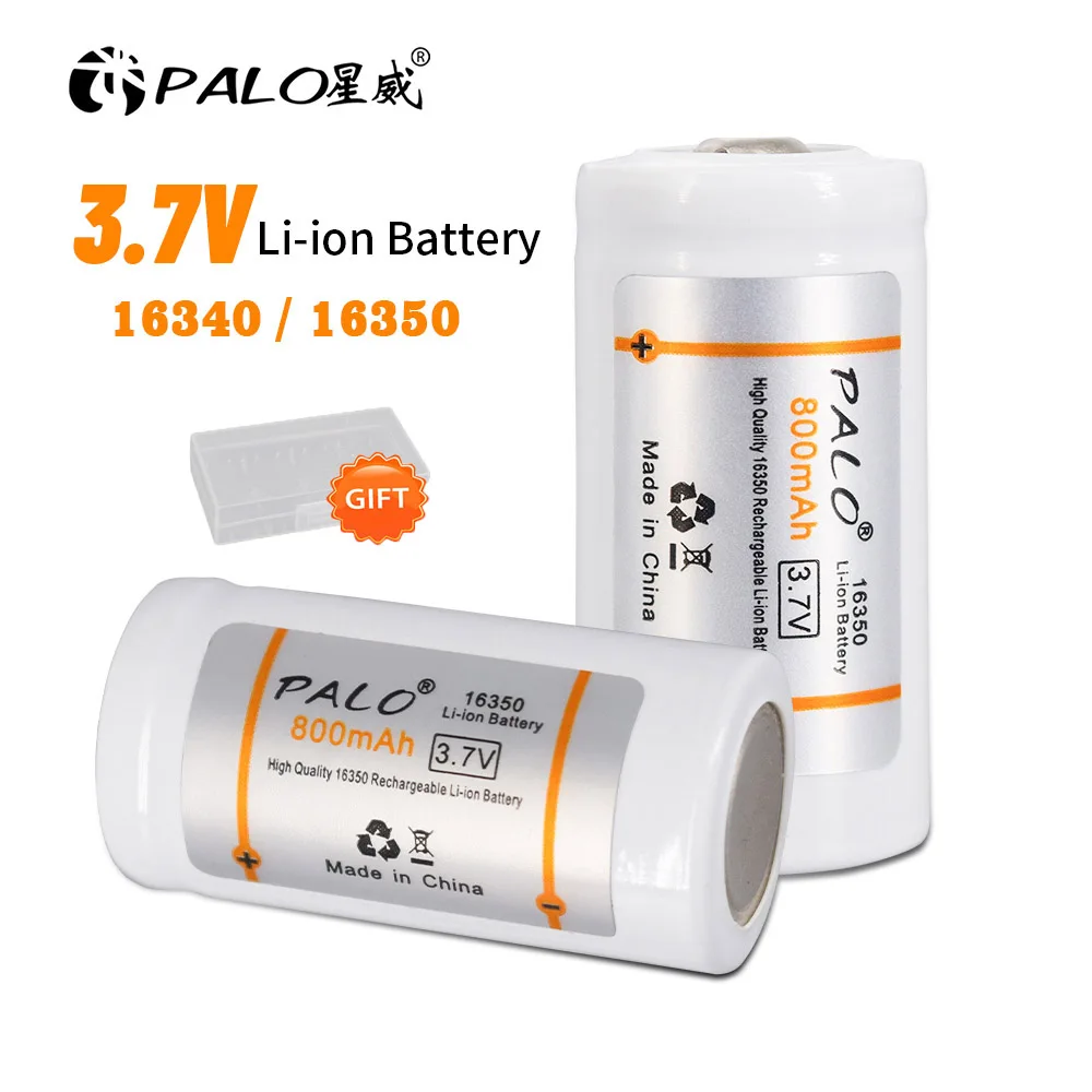 

PALO 16340/16350 rechargeable battery 3.7v 800mAh 16340 Li-ion batteries CR123A battery For LED Flashlight CR123 CR17345 cr123a