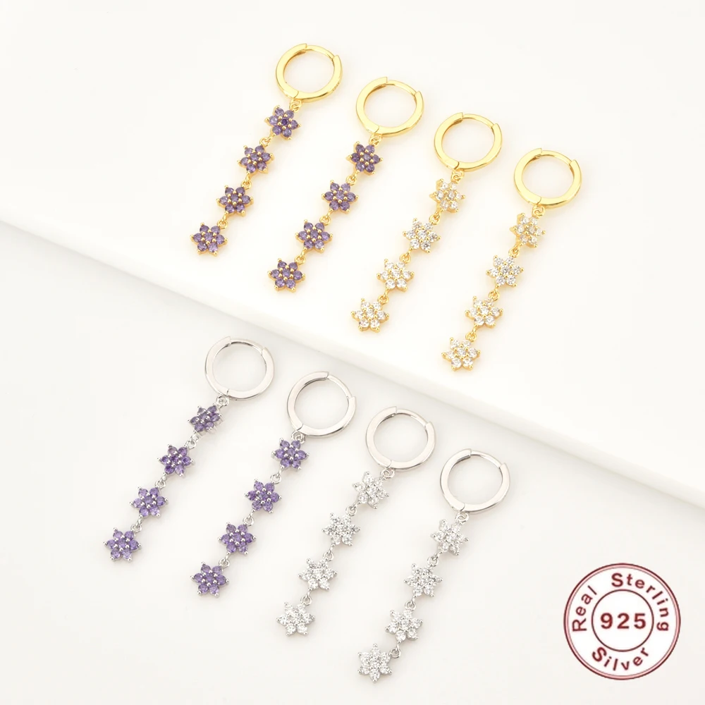 

Женские серьги в стиле бохо, серебро 925 пробы, снежинка, кисточки, цирконий