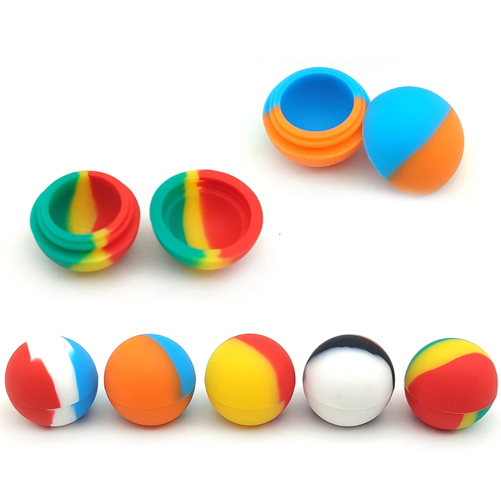 

50Pcs Ball Shape Jar 6ml Silicone Nonstick Container Bottle Cosmetic Cream Jars Makeup Case Oil Storage Box Home Accessories