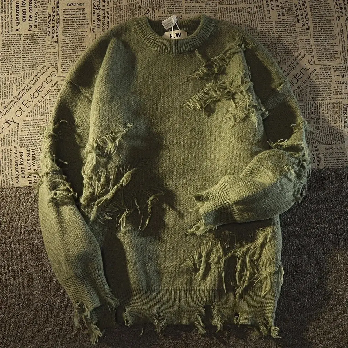 2023 Autumnand y2k Streetwear Men Retro Hole Fringed Sweater Loose Versatile Sweater Women Long Sleeve Sweater Lovers Pullover