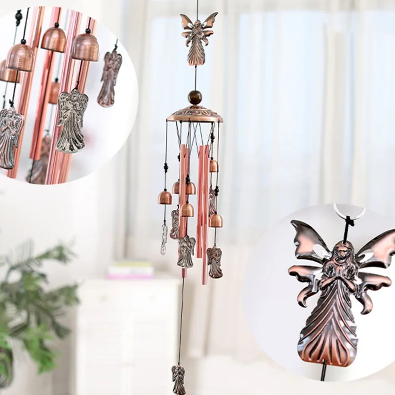 

Retro Metal Wrought Iron Bird Wind Chime Home Courtyard Copper Color Outdoor Ornament Owl Animal Unique Gift Party Decorations