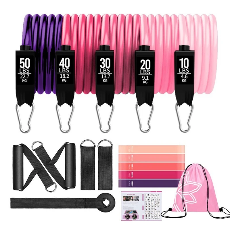 

18pcs 150LBS Fitness Resistance Bands Set Elastic Booty Bands Latex Pull Rope Strength Training Workout Bands Home Gym Equipment