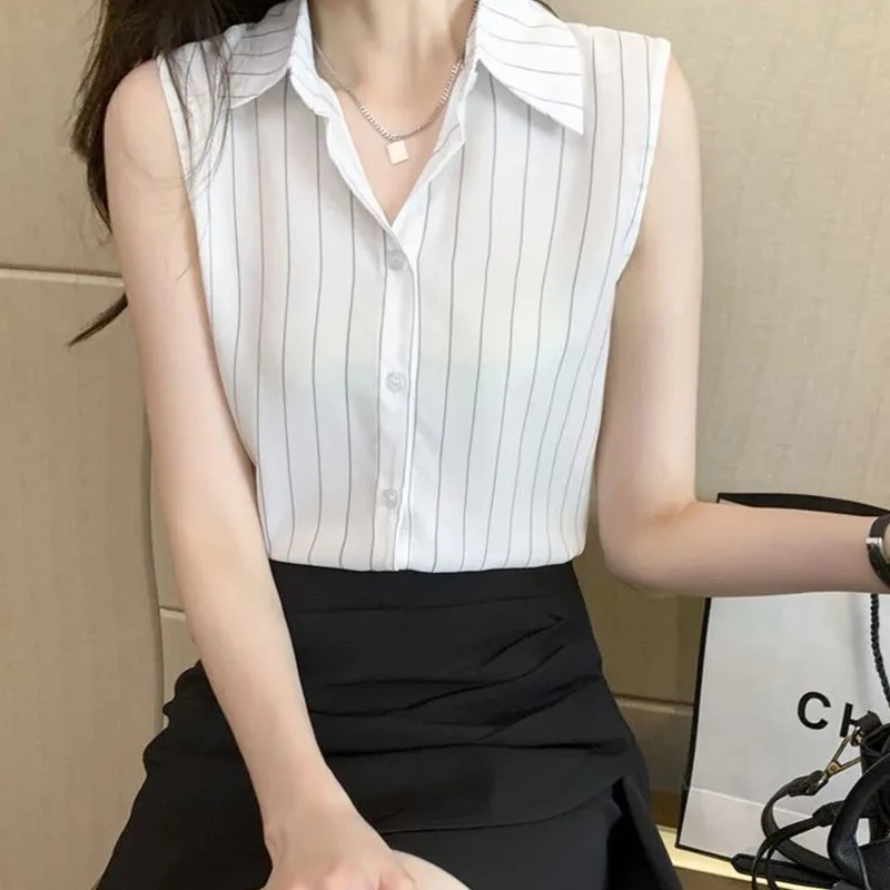 Женская рубашка в полоску Повседневная модная элегантная Корейском стиле без