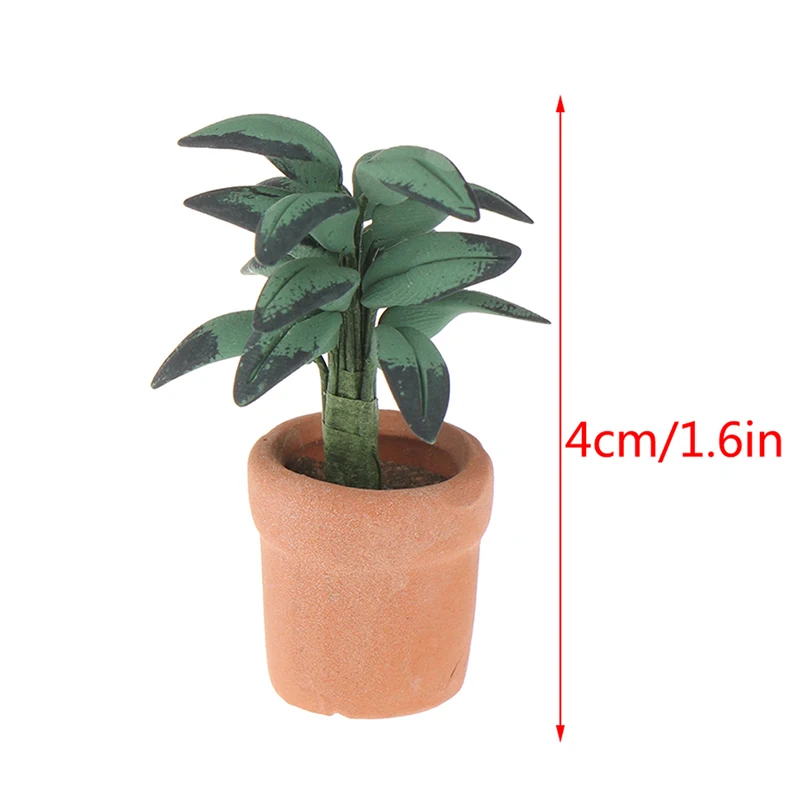 

1:12 Dollhouse Miniature Green Leafed Plant Garden Model Simulation Potted Plant Pot Decor Toy Living Scene Decor