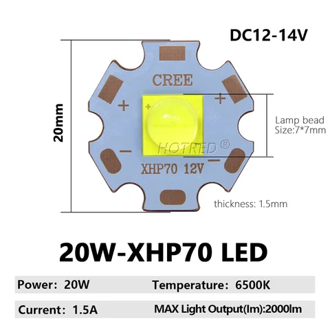 LED-бусины HotRed XHP70 XHP90 XHP110 3A 6A 10A 24A для фонарика