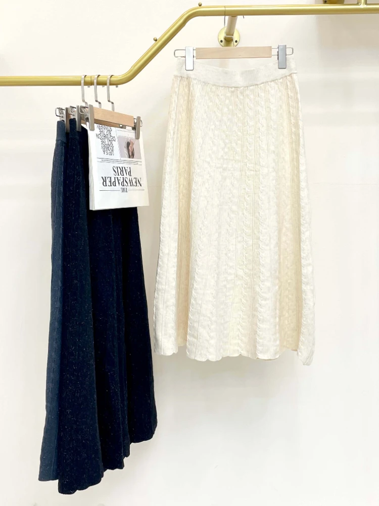 

Gavestis Chic Luxury Designer High Waist Midi Skirt Women Autumn Winter Elegant Casual Straight Skirt Korean Office Lady Clothes