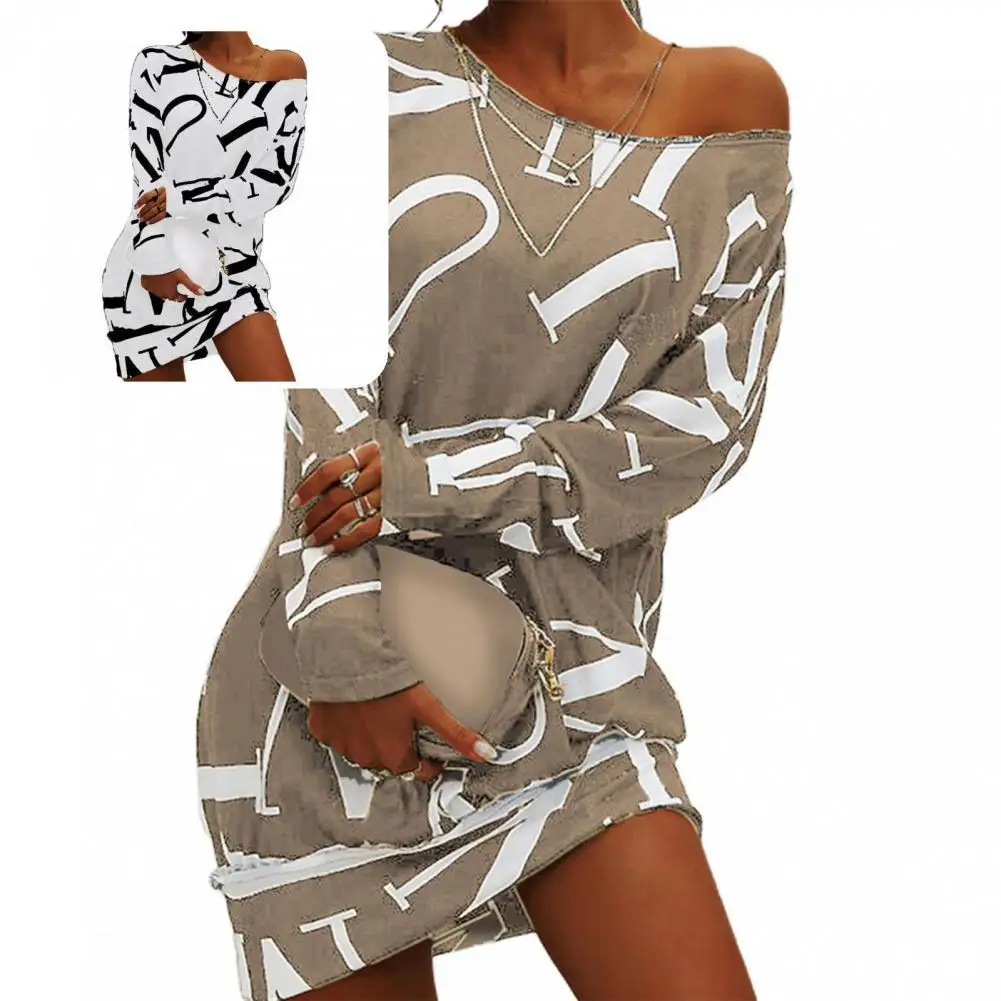 

T-shirt Dress Trendy Pullover Dress Fashion Letters Print Pullover Short Dress