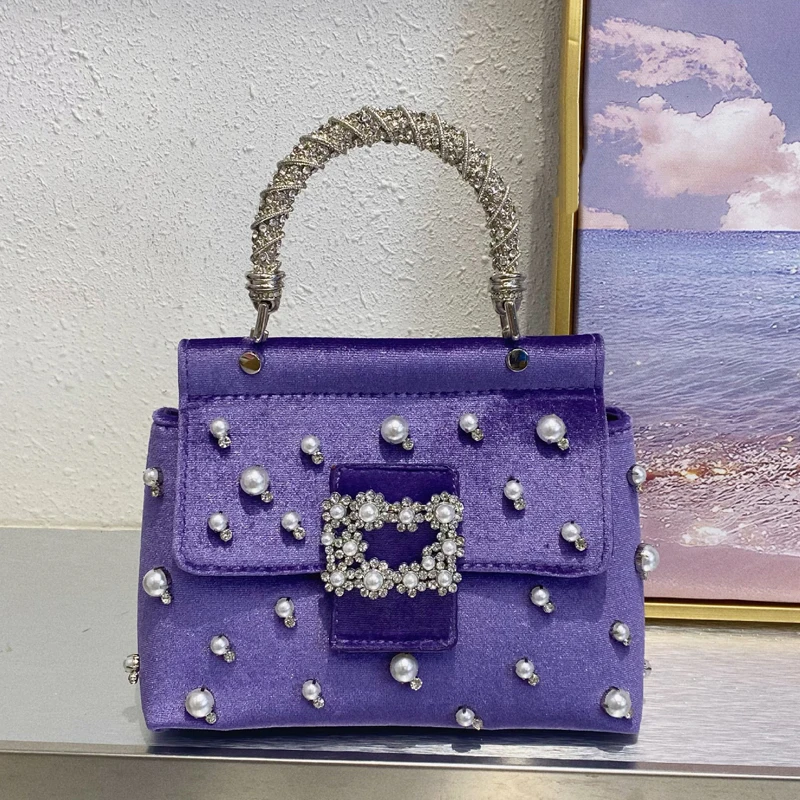 Женская бархатная джинсовая вечерняя сумка-клатч