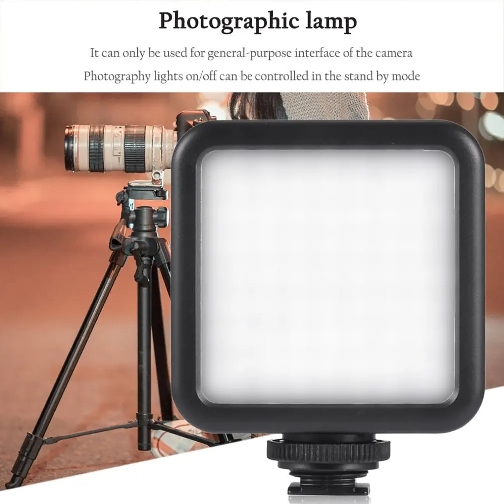 5.5W 800lm Mini LED Video Light Dimmable Vlog Light with 3 Cold Shoe Mount Mic Built-in Battery Type C Charge 49 LED Light