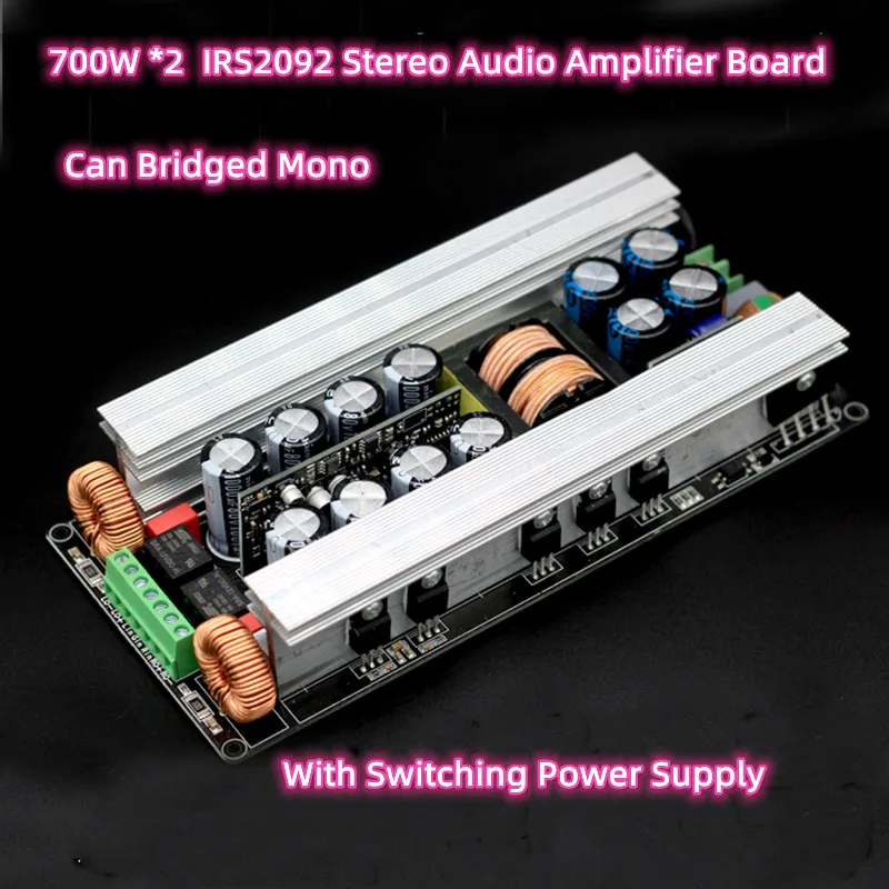 AC220V 700W *2 600W *2 IRS2092 2.0 Channel Stereo Speaker Audio Amplifier Board With Switching Power Supply Can Bridged Mono