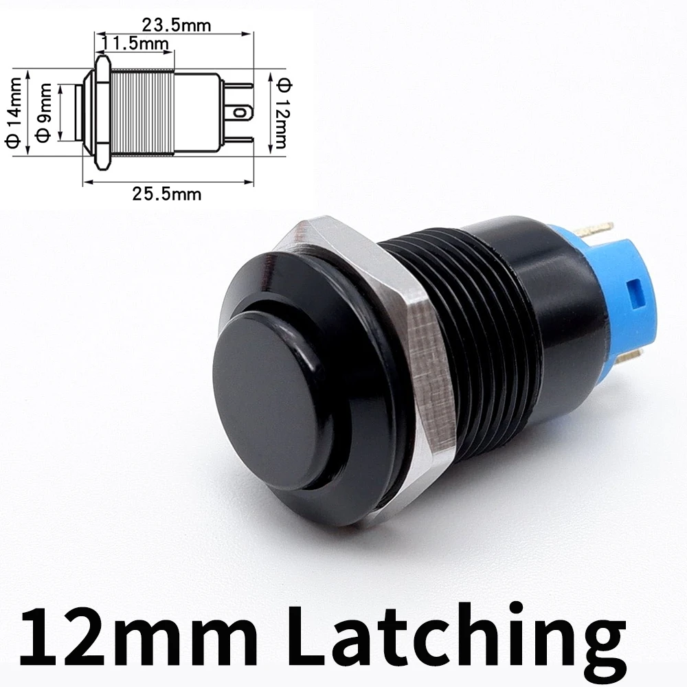 

Кнопочный переключатель PRONCH 12 мм черный/серебристый 220V