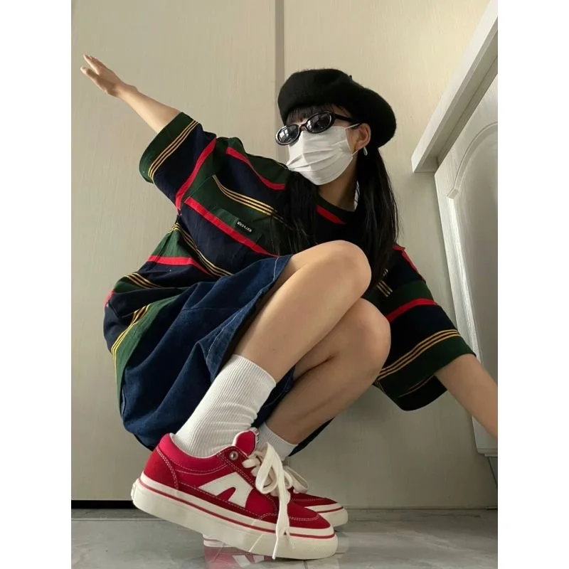 Y2K Summer Women Vintage Streetwear Korean Denim Shorts High Waist Knee Length Wide Leg Baggy Cargo Short Pants Harajuku Clothes