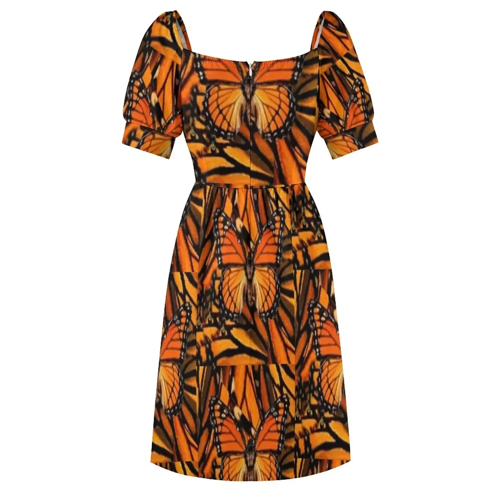 ОРАНЖЕВНОЕ МОНARCH BUTTERFLY PATTERNED ARTWORK Платье без рукавов Женская мода одежда платья