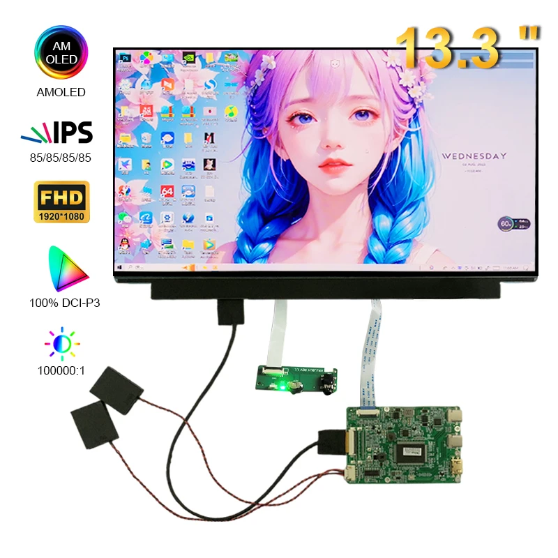 

13,3 дюймовый FHD AMOLED дисплей IPS OLED 1920x108 0 панель динамик Type-c плата драйвера экран ноутбука Contorller Raspberry PI
