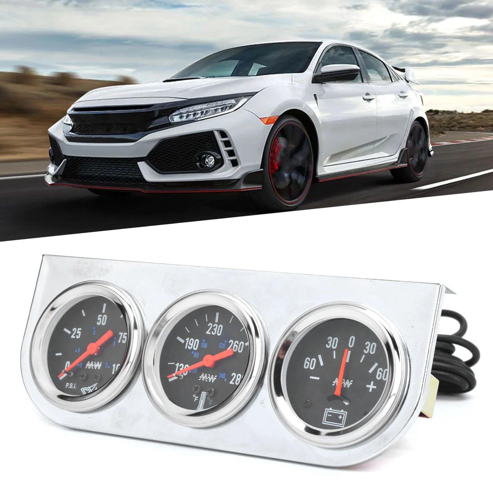 Набор с тройным манометром 2 дюйма универсальный амперметр 3-1 для воды масла 12 В