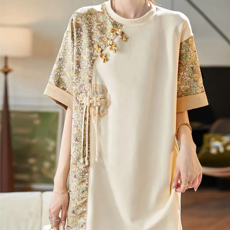 Пуловеры с вышивкой в виде дисков и пряжками лето 2024 женская одежда винтажным