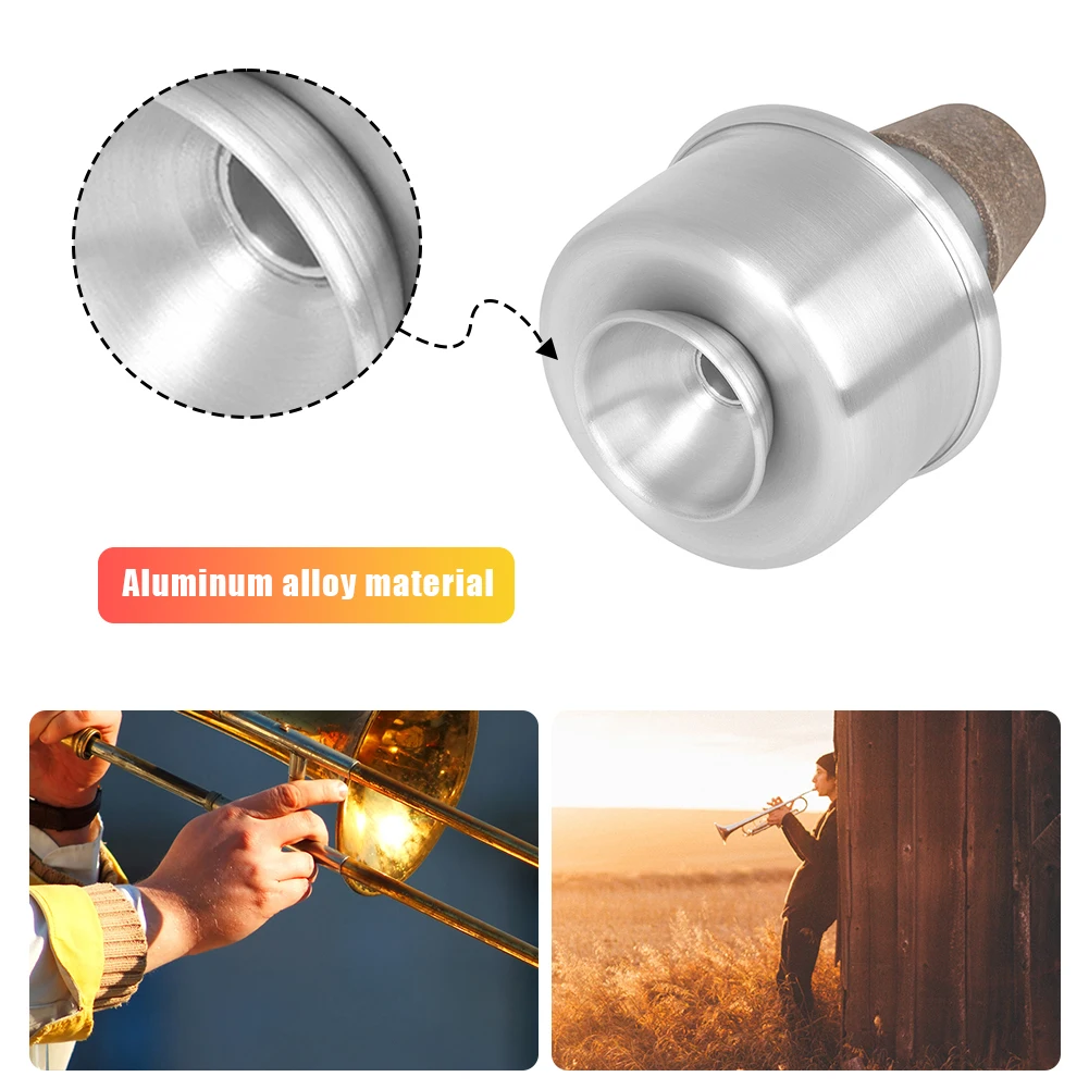 

Trumpet Practice Silencer Lightweight Trumpet Mute Silencer with Soft Cork Silver Musical Instrument Part