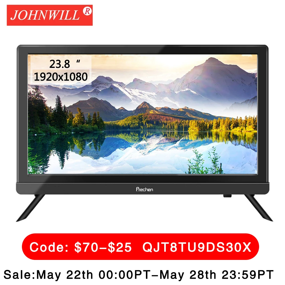 

Smart TV Television 23.8 Inch HD 1920x1080 LCD Computer Monitor VGA/HDMI-compatible Port Display Screen With Remote Control