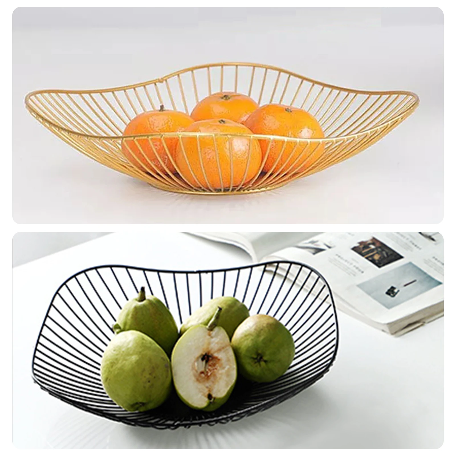 

Nordic Style Fruit Candy Snack Basket Wrought Iron Fruit Vegetable Metal Storage Basket Decorated Display Rack Table Decoration