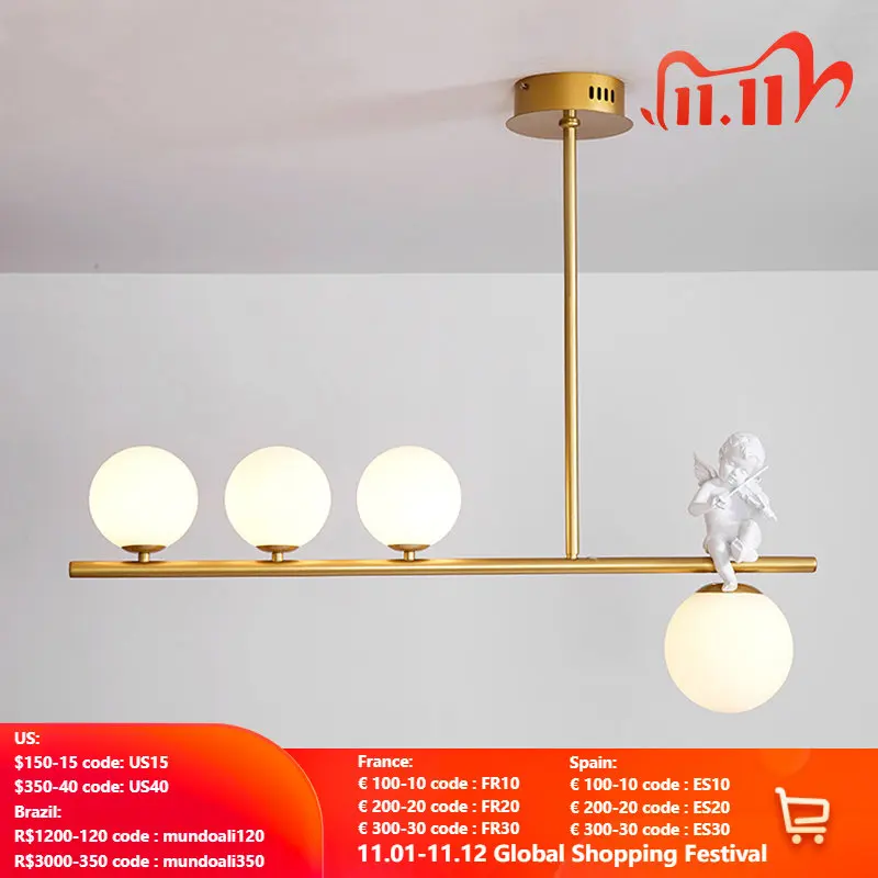 

SANDYHA Modern Magic Bean Chandelier Minimalist Glass Ball LED Home Decor Pendant Lamps Living Dining Room Bar Lighting Fixtures