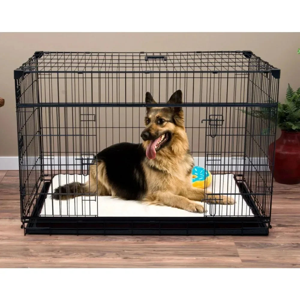 

Dog House for Dogs Free Shipping Dog Sliding Double-Door Dog Crate Houses and Habitats Pet Bed Supplies Products Home Garden