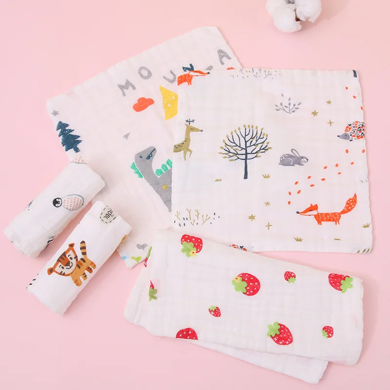 

Small square towel gauze children's square saliva towel soft skin-friendly breathable baby towel pure cotton