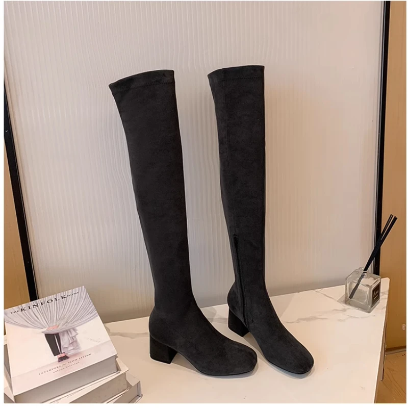 Женские износостойкие Сапоги выше колена Осень-зима 2024 Нескользящие однотонные