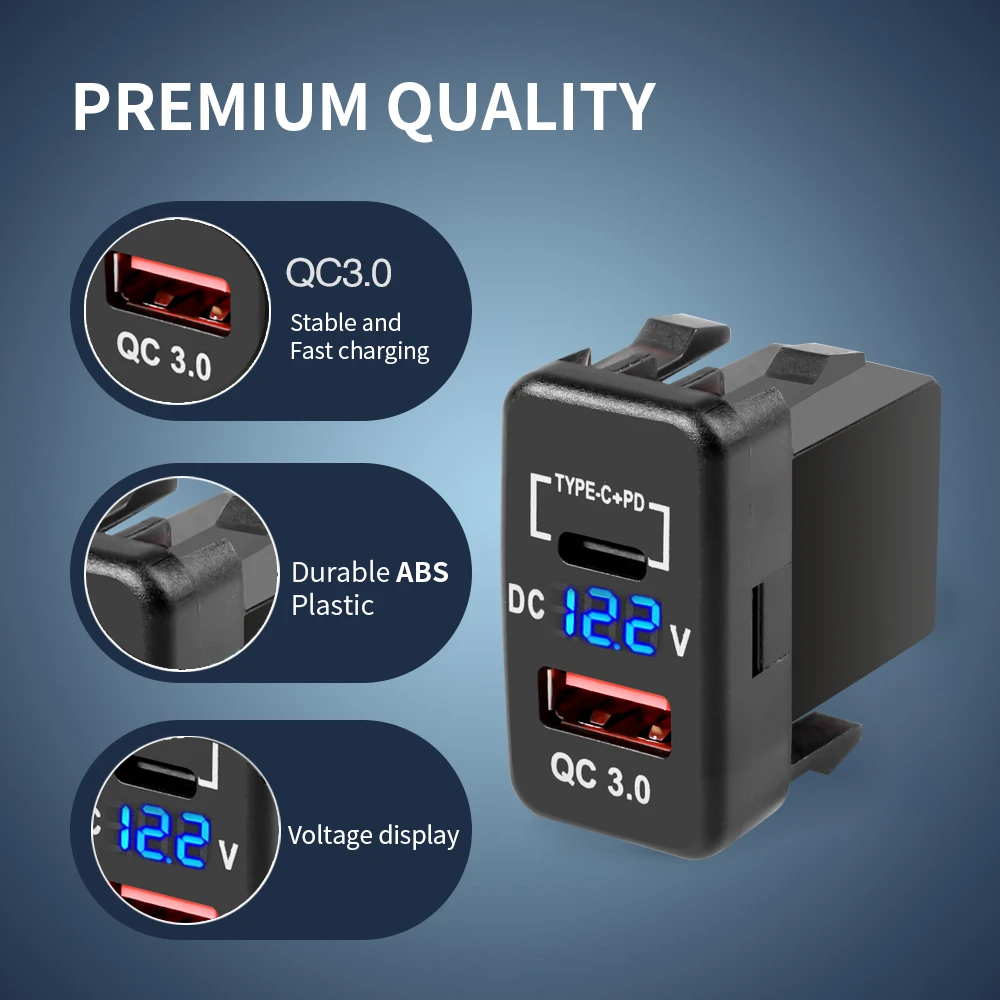 

Auto 12v QC3.0+PD Dual USB Car Cigarette Lighter Socket Charger Car Charger Socket Power Adapter Outlet Special For TOYOTA