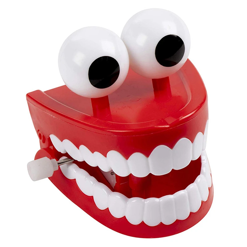 

1Pc Novelty Dentures Clockwork Fun Toy Teeth Clockwork Beating On The Chain Toys Halloween Funny Teeth Model Toys Kids Gifts