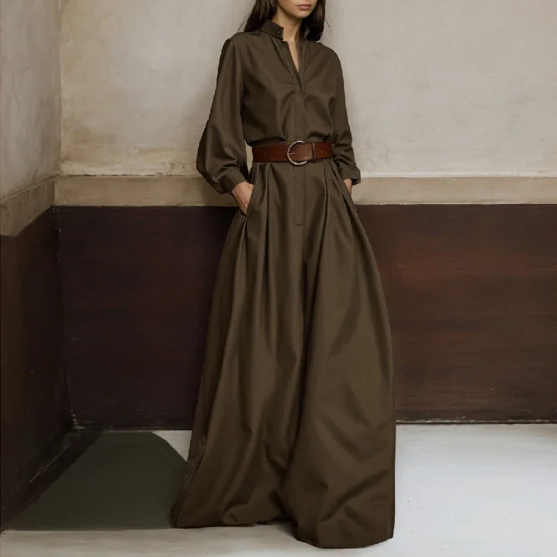 Женский однотонный Свободный комбинезон прямой с длинными рукавами V-образным