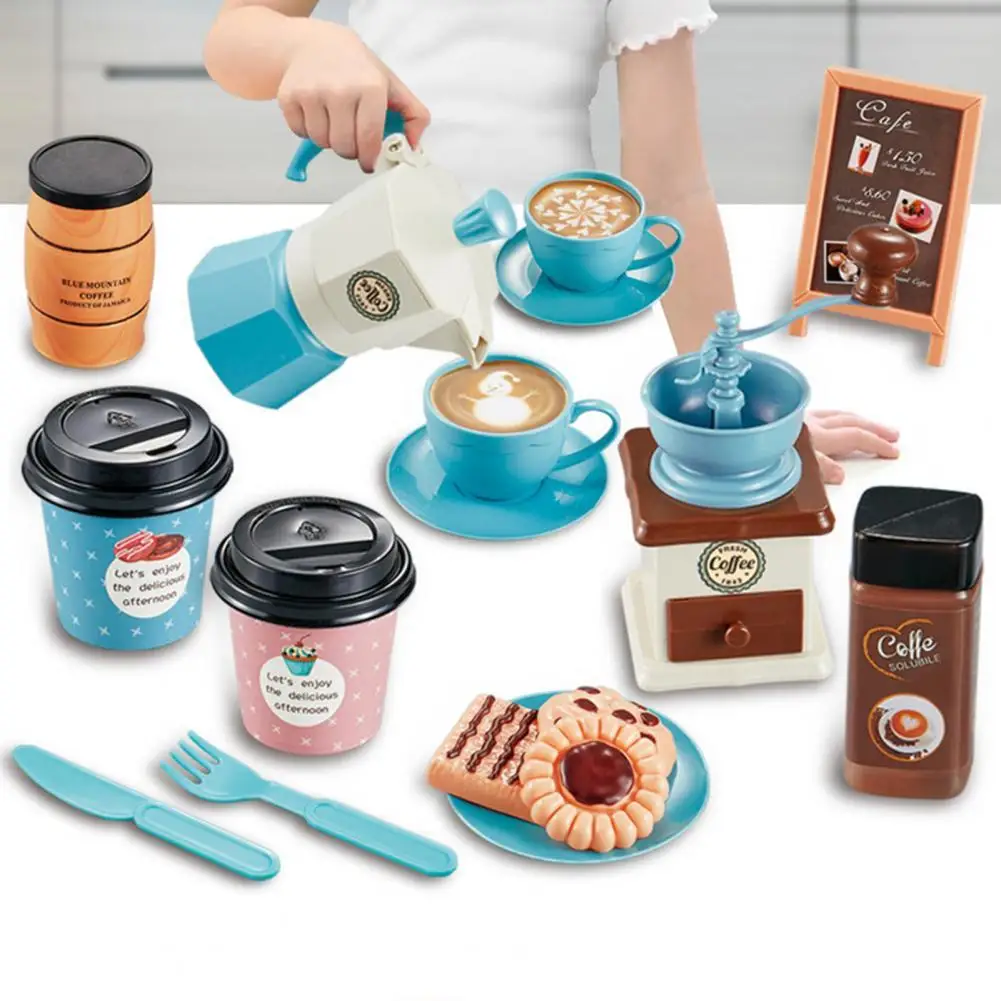 

1Set Role Play Toy Fun 3D Simulation Modeling Plastic Coffee Snack Pretend Toy for Household Children's Day Gift