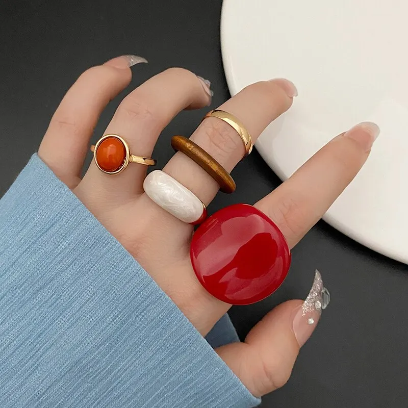 

5/6Pcs Emerald Ring Knuckle Rings For Women Girls Fashion Jewelry Accessories Women Girls Knuckle Ring Finger Rings Set Gift