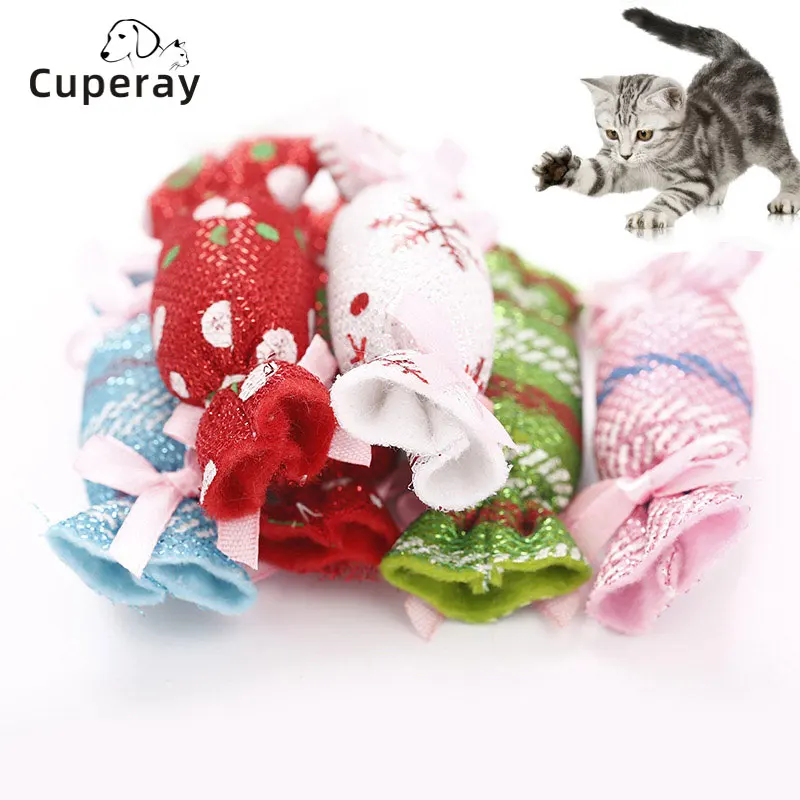 

10Pcs Cat Toys Cleaning Teeth Candy Shape Funny Interactive Teeth Grinding Catnip Toys Soft Healthy Pet Kitten Chewing Toy New
