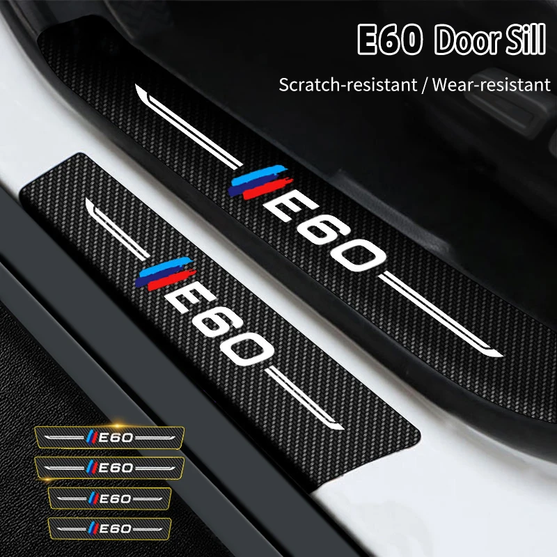 

4Pcs Car Stickers Threshold For BMW E60 Logo Anti Scratch Door Sill Protector Protection Carbon Fiber Stylin Auto Accessories