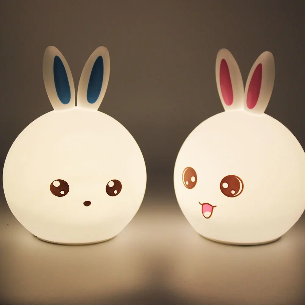 Night Light Rabbit Touch Sensor Lamp 7 Colors Silicone Led Lamp For Children Kids Gift Cartoon Decorative Bedside Light