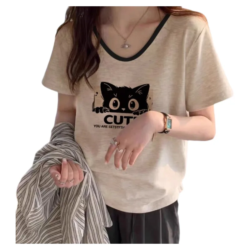 Женская футболка с коротким рукавом принтом