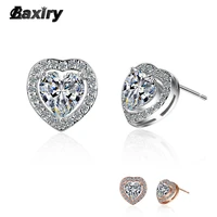 new heart stud earring 2022 trend fine luxury silver color earrings for women fashion designer crystal wedding rose gold jewelry