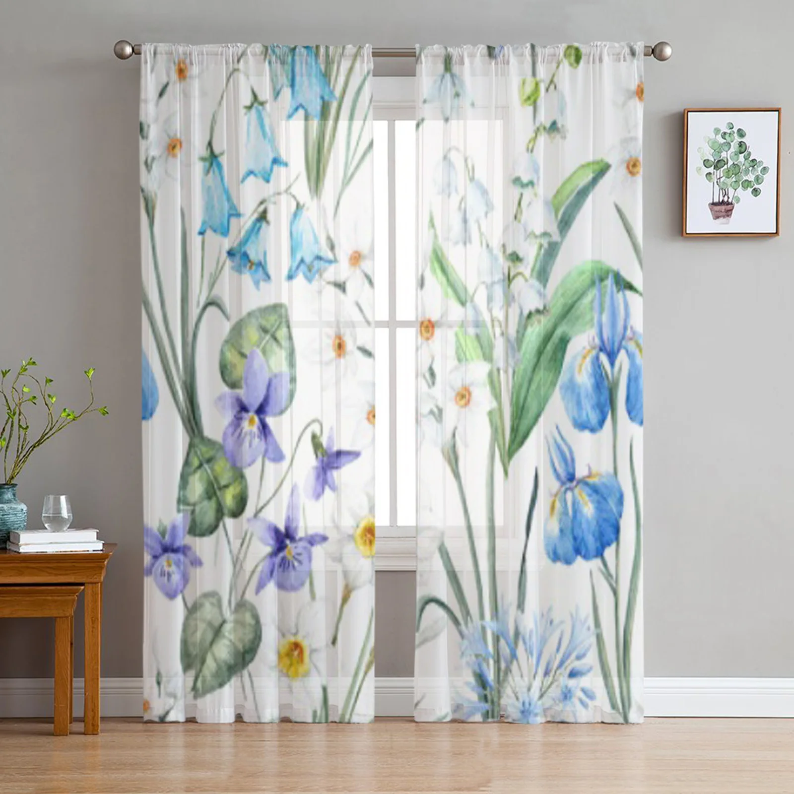 

Тюлевые шторы с растениями, прозрачные, для гостиной, спальни, кухни, Занавески Из Органзы