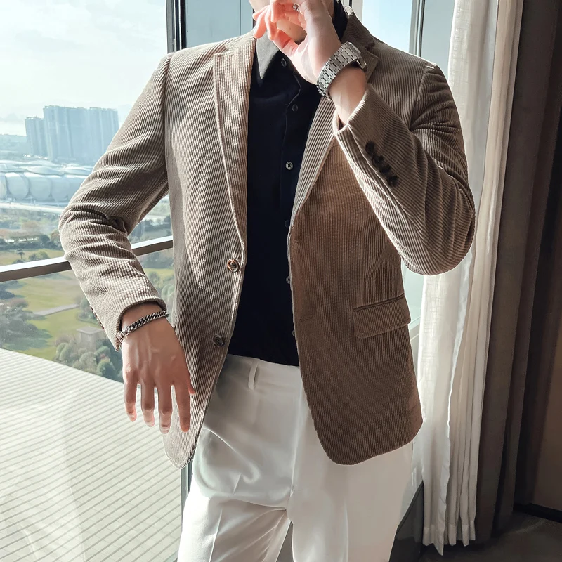 Мужские весенние деловые блейзеры 2023 высокого качества/Мужские приталенные
