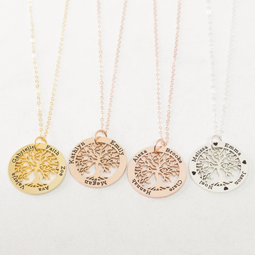

Custom Engraving Name Women Necklace Personalized Tree of Life Pendant Necklace Men Stainless Steel Choker Fashion Jewelry Gifts