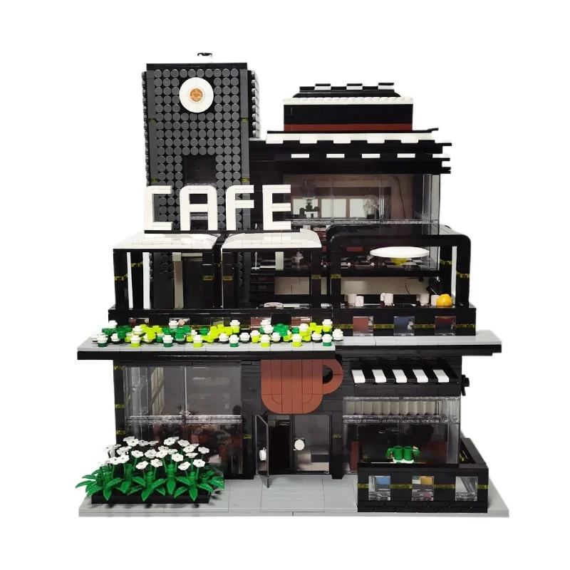 

JH86007 город улица вид угол кафе MOC светильник DIY модель креативные 4314 шт. строительные блоки кирпичные игрушки подарочный набор для детей